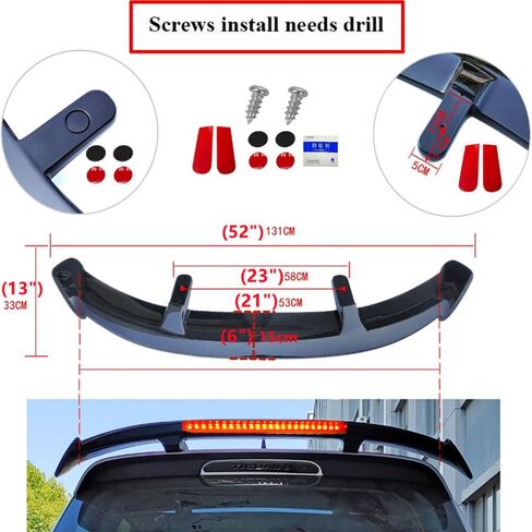 Universal Rear Window Roof Spoiler Drilling Installation Wing Compatible with Most Hatchback/SUV/Wagon/Minivan (with LED Light) in Saudi Arabia