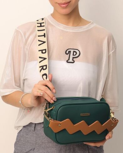 Dalia Crossbody Bag – Faux Leather, Adjustable Strap, Colorful Handle, Made in Colombia in Saudi Arabia