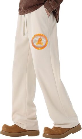 SHAGGA Mens Sweatpants Thick Fleece Lined Warmth Open Straight Leg Jogger Active Pants with Pockets for Running Gym in Saudi Arabia