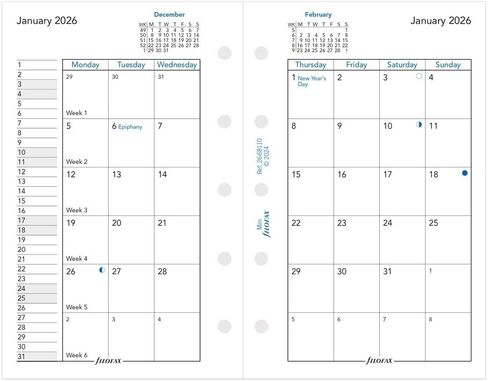 Filofax Calendar Diary Refill, Mini Size, Month-to-View, White Paper, English, 2026 (C68110-26) in Saudi Arabia