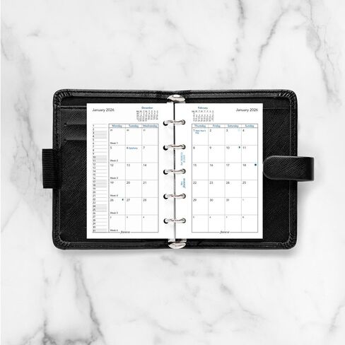 Filofax Calendar Diary Refill, Mini Size, Month-to-View, White Paper, English, 2026 (C68110-26) in Saudi Arabia