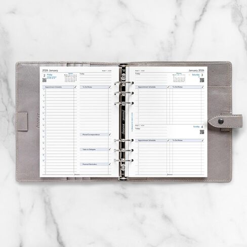 Filofax Calendar Diary Refill, A5 Size, One Day on One Page with Appointments, Business Diary, White Paper, English, 2026 (C68519-26) in Saudi Arabia