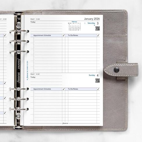 Filofax Calendar Diary Refill, A5 Size, One Day on One Page with Appointments, Business Diary, White Paper, English, 2026 (C68519-26) in Saudi Arabia