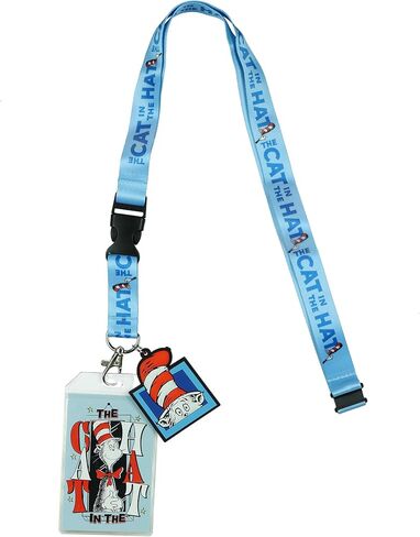 Dr. Seuss Cat in The Hat Breakaway Lanyard ID Badge Holder 2" Rubber Character Charm for Keys Keychain in Saudi Arabia
