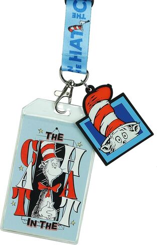 Dr. Seuss Cat in The Hat Breakaway Lanyard ID Badge Holder 2" Rubber Character Charm for Keys Keychain in Saudi Arabia
