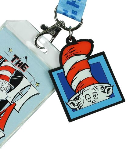 Dr. Seuss Cat in The Hat Breakaway Lanyard ID Badge Holder 2" Rubber Character Charm for Keys Keychain in Saudi Arabia