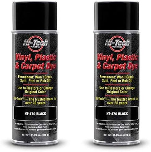 HI-TECH Black Vinyl, Plastic & Carpet Dye (2 Pack) – Professional Leather, Upholstery & Fabric Paint – Flexible, Fast-Drying Auto Interior & Exterior Refinisher in Saudi Arabia