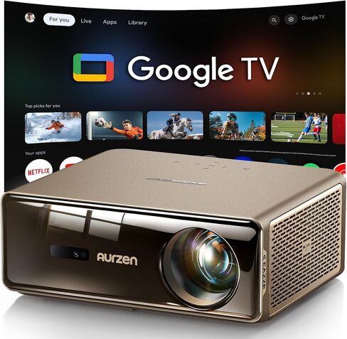 جهاز عرض ذكي من Aurzen EAZZE D1 MAX يدعم Google TV بدقة 4K، فائق السطوع 1000 ANSI Lumens، تقنية MEMC، أوتوماتيكي بالكامل، صوت Dolby 20 وات، جهاز عرض أفلام المسرح المنزلي مع WiFi وBluetooth in Saudi Arabia