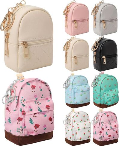 Hsei 8 Pcs Mini Backpack Keychain Coin Purse Tiny Key Chain Cute Cosmetic Bag Small Wallets Mini Valentines Gifts for Women Multi Pocket Card Holder Small Items Cable Organizer Zipper Pouch in Saudi Arabia