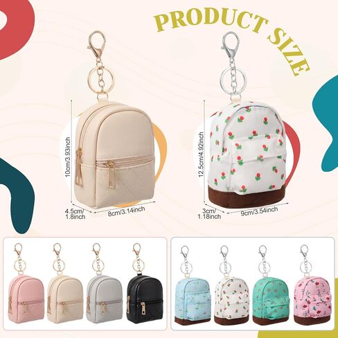 Hsei 8 Pcs Mini Backpack Keychain Coin Purse Tiny Key Chain Cute Cosmetic Bag Small Wallets Mini Valentines Gifts for Women Multi Pocket Card Holder Small Items Cable Organizer Zipper Pouch in Saudi Arabia