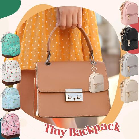 Hsei 8 Pcs Mini Backpack Keychain Coin Purse Tiny Key Chain Cute Cosmetic Bag Small Wallets Mini Valentines Gifts for Women Multi Pocket Card Holder Small Items Cable Organizer Zipper Pouch in Saudi Arabia
