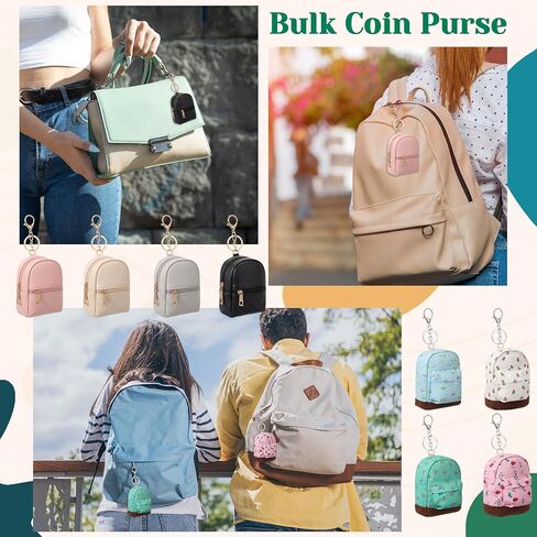 Hsei 8 Pcs Mini Backpack Keychain Coin Purse Tiny Key Chain Cute Cosmetic Bag Small Wallets Mini Valentines Gifts for Women Multi Pocket Card Holder Small Items Cable Organizer Zipper Pouch in Saudi Arabia