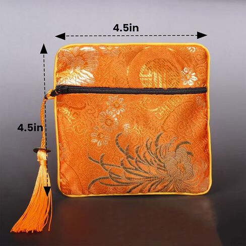 8 Pcs Chinese Silk Brocade Jewelry Pouch with Zipper, Embroidered Coin Purse Gift Bags with Tassel for Women, Wedding Party Favors, Jewelry Organizer for Necklaces Earrings Bracelets (Multi-Color) in Saudi Arabia