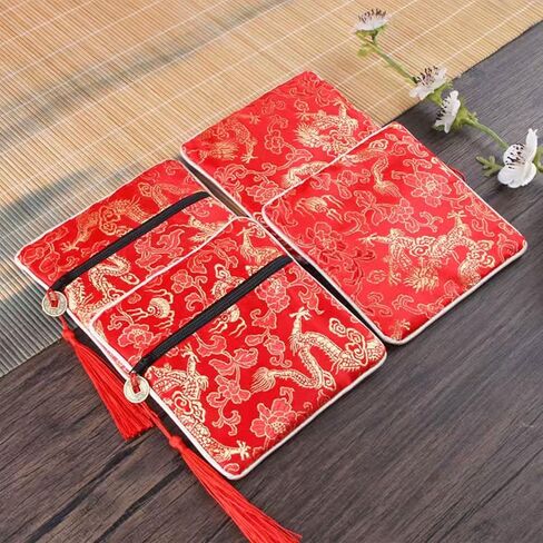8 Pcs Chinese Silk Brocade Jewelry Pouch with Zipper, Embroidered Coin Purse Gift Bags with Tassel for Women, Wedding Party Favors, Jewelry Organizer for Necklaces Earrings Bracelets (Multi-Color) in Saudi Arabia