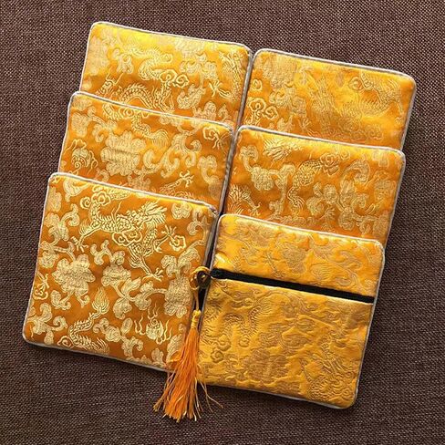 8 Pcs Chinese Silk Brocade Jewelry Pouch with Zipper, Embroidered Coin Purse Gift Bags with Tassel for Women, Wedding Party Favors, Jewelry Organizer for Necklaces Earrings Bracelets (Multi-Color) in Saudi Arabia
