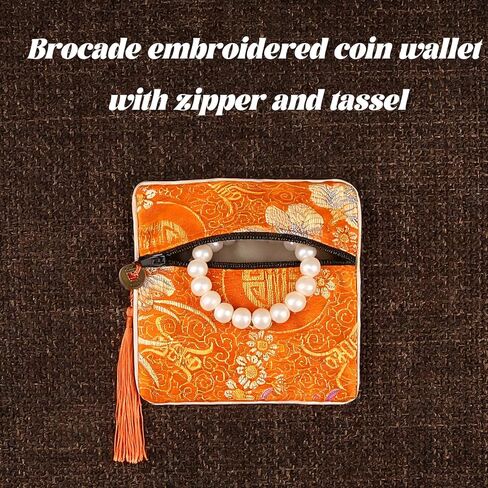 8 Pcs Chinese Silk Brocade Jewelry Pouch with Zipper, Embroidered Coin Purse Gift Bags with Tassel for Women, Wedding Party Favors, Jewelry Organizer for Necklaces Earrings Bracelets (Multi-Color) in Saudi Arabia