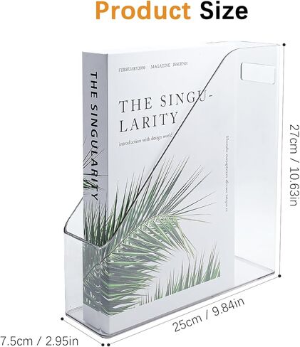 Magazine Holder, 2 Pack Acrylic Magazine File Holder,A4 Vertical File Organizer with Handle for Desk,Clear Document Rack File Folder Storage Bin in Saudi Arabia