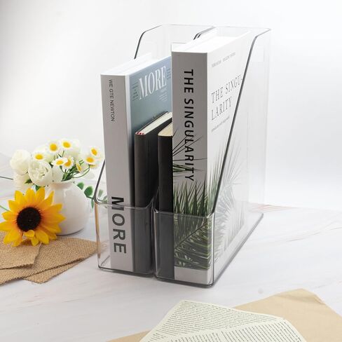 Magazine Holder, 2 Pack Acrylic Magazine File Holder,A4 Vertical File Organizer with Handle for Desk,Clear Document Rack File Folder Storage Bin in Saudi Arabia
