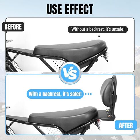 Adjustable Motorcycle Rear Backrest in Waterproof Soft Leather Material Compatible for Ridstar Q20, U Type Backrest Detachable Backrest, Accessoires for Ridstar Q20 & Honda Ruckus in Saudi Arabia