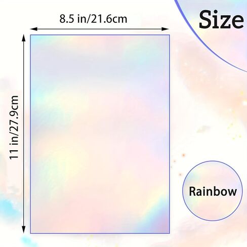 Holographic Rainbow Vinyl Sticker Paper, 8.5 x 11 Inches, Printable Waterproof, Compatible with Inkjet, Laser Printers, Cricut, Silhouette (50 Sheets Rainbow) in Saudi Arabia