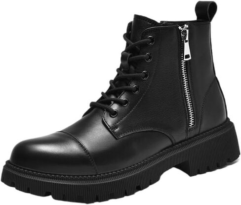 Men's Large Leather Boots British High-top Rubber Shoes Low-Heeled Lace-up Non-Slip wear-Resistant Comfortable Breathable Versatile Round-Toed Work Shoes for Men in Saudi Arabia