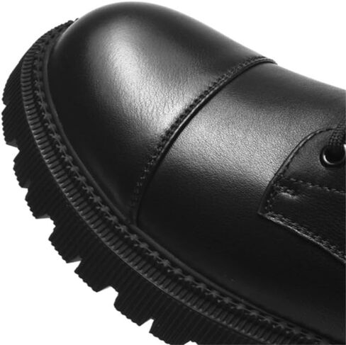 Men's Large Leather Boots British High-top Rubber Shoes Low-Heeled Lace-up Non-Slip wear-Resistant Comfortable Breathable Versatile Round-Toed Work Shoes for Men in Saudi Arabia
