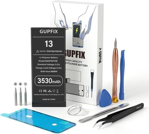 بطارية تشخيصية لهاتف iPhone 13 بدون تحذير جزء منبثق غير معروف، بطارية ليثيوم بوليمر عالية السعة 3500 مللي أمبير قابلة لإعادة الشحن لهاتف iPhone 13 مع مجموعة أدوات كاملة in Kuwait