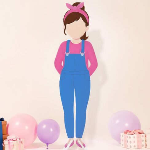 Novabright 39.4 in Cartoon Girl Birthday Decorations Lifesize Plastic Cartoon Teacher Stand up Cutouts for Classroom Decor Large Enlightened Teacher Photo Booth Prop Classroom Party Supplies in Saudi Arabia
