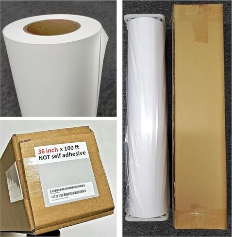 RCdepot1-1 × 36 بوصة × 100 قدم لفة لافتة من مادة البولي بروبيلين غير اللامعة (ليست ذاتية اللصق) فيلم بولي فينيل مقاوم للماء 2 بوصة، علامات ملصق مطبوعة بنفث الحبر على شكل واسع PVC in Kuwait