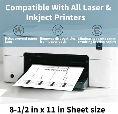 Printer Cleaning Sheets 20-Pack - 【Removes Ink, Dirt, Dust & Debris】8.5 x 11 Inches, Thickened Design, Durable & Easy to Clean, Compatible with Laser & Inkjet Printers, Copiers, Scanners, Fax Machines in Kuwait