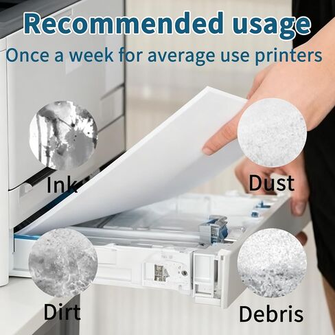 Printer Cleaning Sheets 20-Pack - 【Removes Ink, Dirt, Dust & Debris】8.5 x 11 Inches, Thickened Design, Durable & Easy to Clean, Compatible with Laser & Inkjet Printers, Copiers, Scanners, Fax Machines in Kuwait