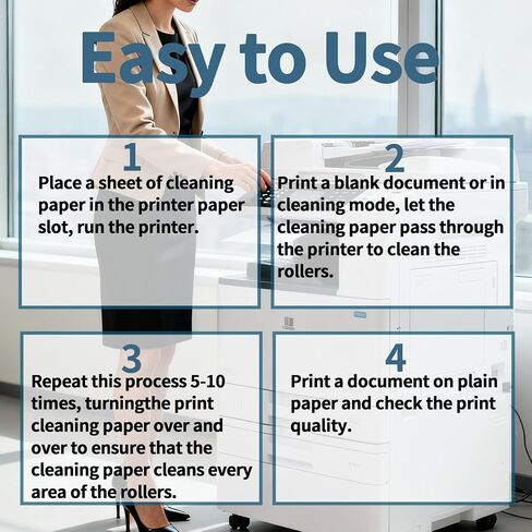 Printer Cleaning Sheets 20-Pack - 【Removes Ink, Dirt, Dust & Debris】8.5 x 11 Inches, Thickened Design, Durable & Easy to Clean, Compatible with Laser & Inkjet Printers, Copiers, Scanners, Fax Machines in Kuwait