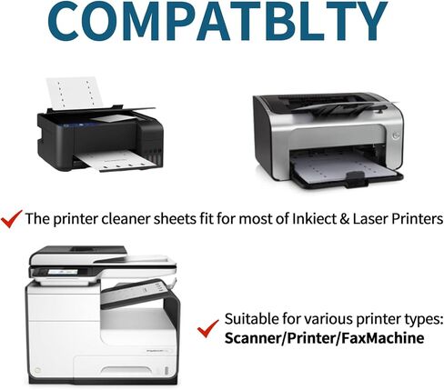 Printer Cleaning Sheets 20-Pack - 【Removes Ink, Dirt, Dust & Debris】8.5 x 11 Inches, Thickened Design, Durable & Easy to Clean, Compatible with Laser & Inkjet Printers, Copiers, Scanners, Fax Machines in Kuwait