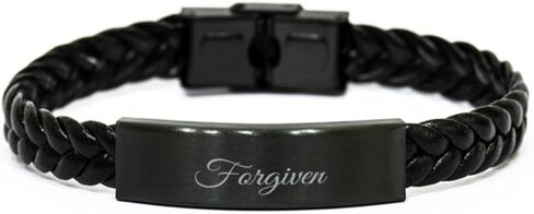 Forgiven Bracelet Braided Leather Christian Gift for Him Her in Saudi Arabia