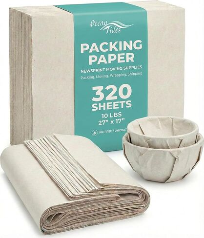 320 Sheets Packing Paper for Moving - Newspaper Paper for Wrapping, Packaging, Shipping, & Protecting Fragile Items like Glasses & Dishes - Must-Have Newsprint Moving Supplies & Box Filler (27" x 17") in Kuwait