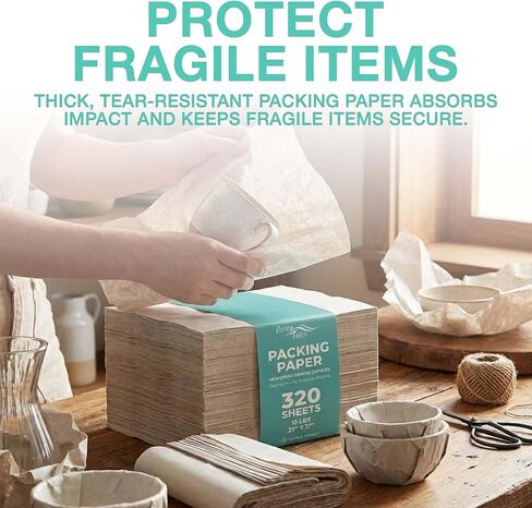 320 Sheets Packing Paper for Moving - Newspaper Paper for Wrapping, Packaging, Shipping, & Protecting Fragile Items like Glasses & Dishes - Must-Have Newsprint Moving Supplies & Box Filler (27" x 17") in Kuwait