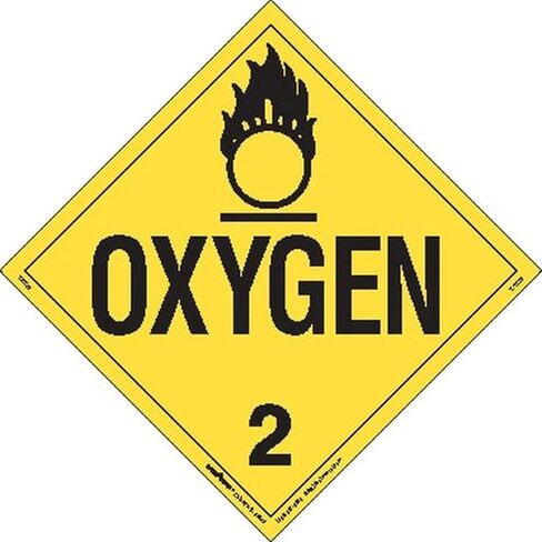 Labelmaster Z-EZ16 Oxygen Hazmat Placard, Worded, E-Z Removable Vinyl (Pack of 25) in Saudi Arabia