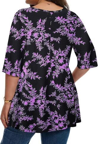 LARACE Elbow Sleeve Cross-Tie V-Neck Plus Size Tops for Women's Half Sleeves Tunic Shirts Blouse Spring Summer Fall Clothes in Saudi Arabia