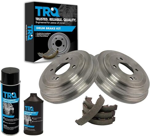 TRQ Rear Brake Shoe & Drum with Brake Fluid & Cleaner Kit Set Compatible with 2006-2011 Hyundai Accent / 2006-2011 Kia Rio / 2006-2011 Kia Rio5 in Saudi Arabia