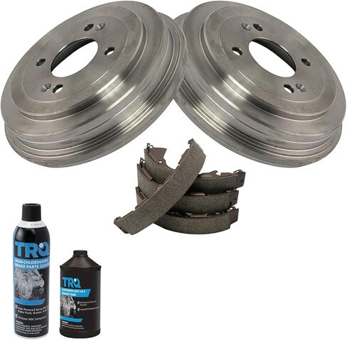 TRQ Rear Brake Shoe & Drum with Brake Fluid & Cleaner Kit Set Compatible with 2006-2011 Hyundai Accent / 2006-2011 Kia Rio / 2006-2011 Kia Rio5 in Saudi Arabia