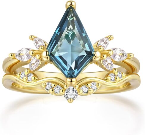 JIANGYUE Engagement Rings for Women Kite Cut Wedding Rings for Bridal Jewelry Sets in Kuwait