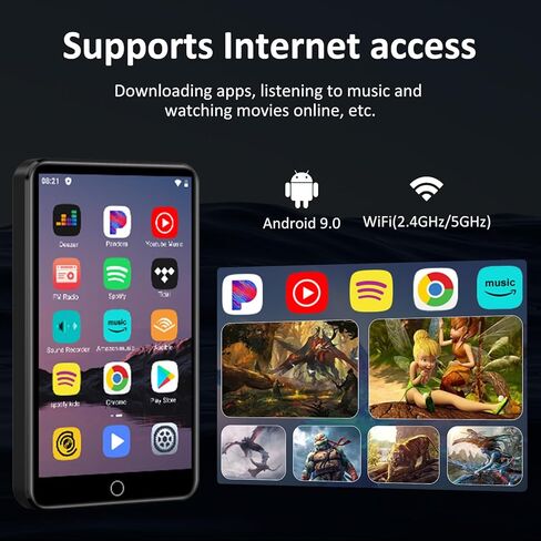 مشغل MP3 سعة 160 جيجابايت مع بلوتوث وواي فاي، مشغل Diofox MP3 وMP4 مع Spotify، Pandora، Amazon Music، مشغل MP3 Android بشاشة لمس 4 بوصة مع دعم بلوتوث 1 تيرابايت (أسود) (أسود) in Kuwait