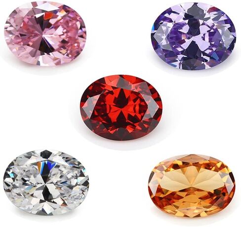 JINGANGZUO 5 قطع 13 × 18 مم بيضاوي مكعب زركونيا حجر أبيض ذهبي أصفر وردي أزرق بحري مزيج الألوان 5 ألوان AAAAA أحجار تشيكوسلوفاكيا فضفاضة لصنع المجوهرات (قطعة واحدة لكل لون) in Kuwait