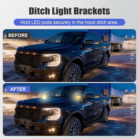 Ditch Light Brackets for Ford Ranger 2023 2024 2025 Hood Hinge Mount for LED Pod Lights in Saudi Arabia
