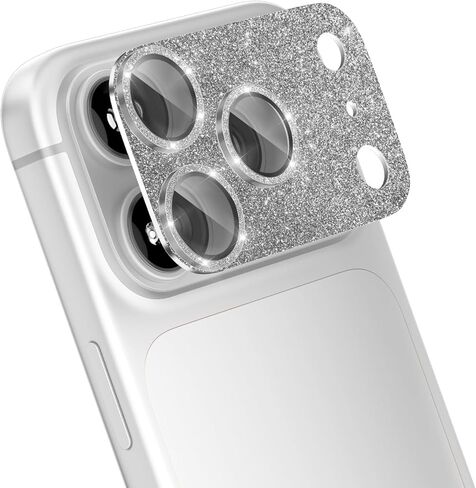 CloudValley for iPhone 17 Pro Max Camera Lens Protector Glitter - Bling Camera Cover with 9H [Anti-Scratch & Easy Install], Metal Ring Decoration Accessories, Glitter Silver in Saudi Arabia