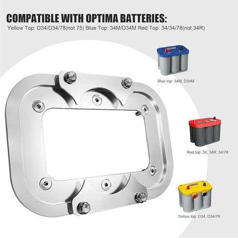 Universal Aluminum Battery Pallet Kit, Trunk Battery Hold Down Bracket Use For Optima Batteries Tray Blue Yellow Red Top in Saudi Arabia
