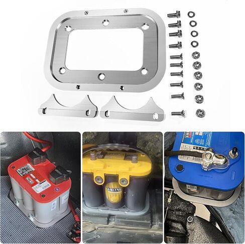 Universal Aluminum Battery Pallet Kit, Trunk Battery Hold Down Bracket Use For Optima Batteries Tray Blue Yellow Red Top in Saudi Arabia