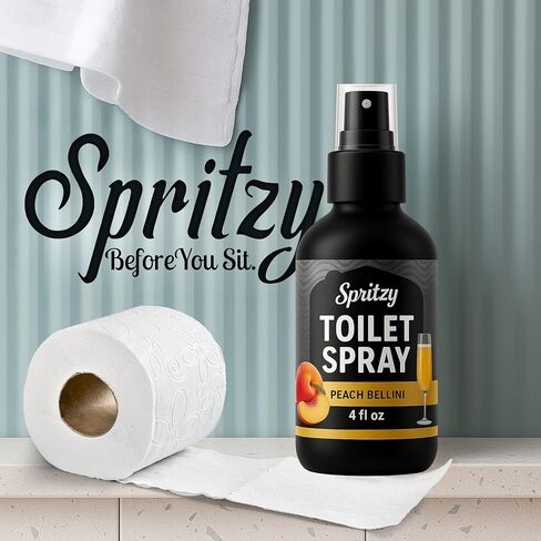 Toilet Spray (4 fl oz) | 600+ Sprays | Poo Spray w/Many Scents – Restroom & Bathroom Odor Eliminator – Essentials for a Fresh, Confident Bathroom (Peach Bellini) in Saudi Arabia