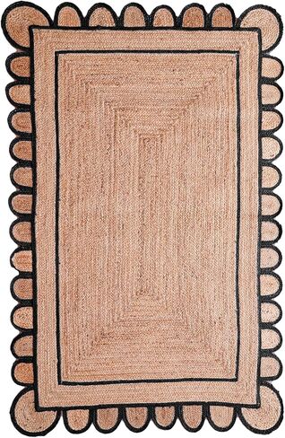 Scallop Pattern Jute Bohemian Area Rug (Off White, 3' x 5') in Saudi Arabia