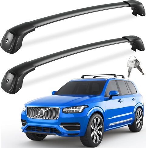 FengYu Roof Rack Cross Bars 260lbs Compatible with Volvo XC90 2016-2024,Heavy Duty Lockable Aluminum Roof Rails Crossbars Cargo Bars Canoe Snowboard Rooftop Black Carrier Luggage in Kuwait